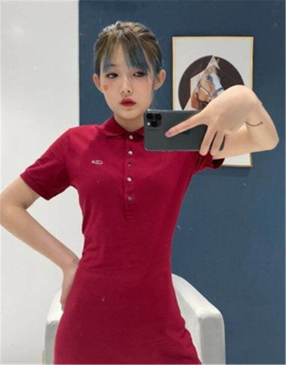 ready-stock-women-polo-shirts-mini-dress-korean-style-summer-casual-turn-down-collar-short-sleeve-button-down-dresses-official-authentic