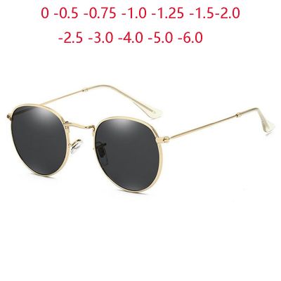 0 -0.5 -0.75 To -4.0 Punk Oval Nearsighted Sunglasses Women Polarized Men Metal Vintage Short-sight Prescription Spectacles 3447