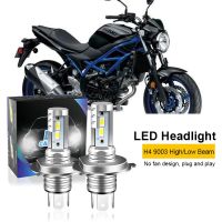 2ชิ้นสำหรับ SV650 Suzuki H4 9003 HS1หลอดไฟไฟหน้ารถมอเตอร์ไซค์แบบ LED รถจักรยานยนต์ลำแสงสูงและต่ำ12000Lm 6000K Canbus