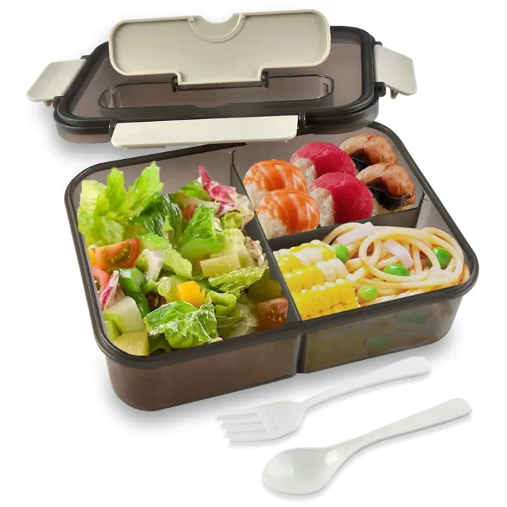 Lunch Box, 1500Ml Bento Box, Food Container with 3 Compartments and