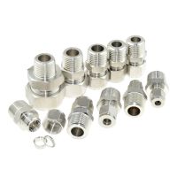 SS 304 Double Ferrule Compression Connector 8mm 10mm 12mm 1/4 1/2 Tube 1/8 1/4" 1/2" Male NPT BSP Stainless Steel Pipe Fitting Valves