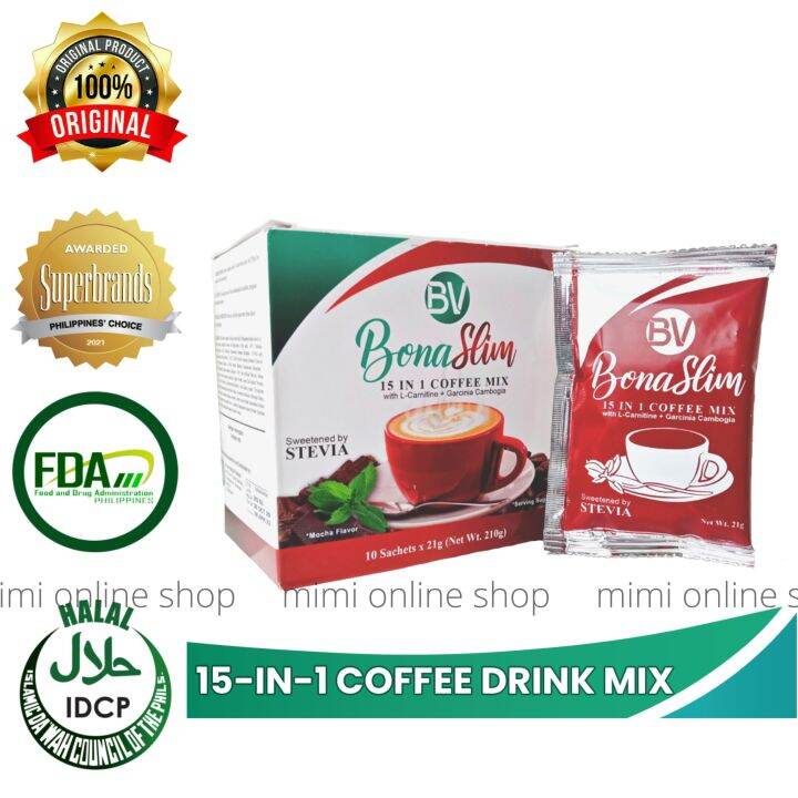100 AUTHENTIC BONA VITA SLIM 15 IN 1 COFFEE MIX WITH LCARNITINE AND