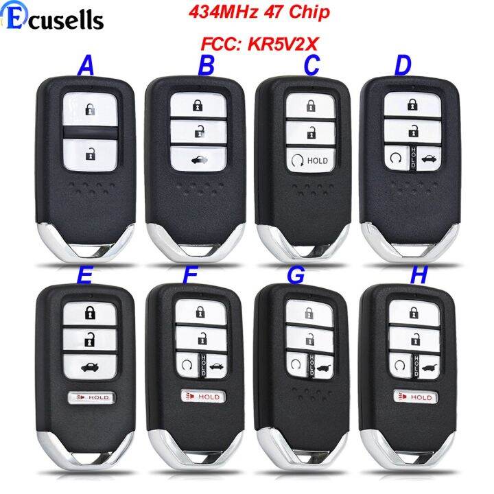 2 3 4 5 Buttons Smart Remote Control Car Key 433mhz Id47 Chip For Honda