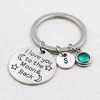 I Love You to the Moon and Back/Birthstone Keychain/A to Z Letters Key Chain/Sister Gift/Girlfriend Gift