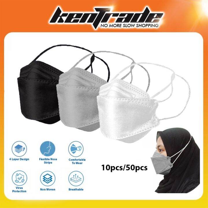 KF94 4Ply Adult Headloop Hijab Mask 3D Fish Mouth Face Mask Disposable