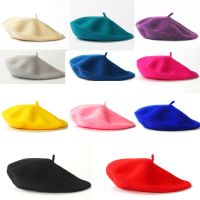 New Spring Beret Hat Painter Flat Cap Women Vintage Wool Berets Hat Solid Color Bonnet Caps Casquette Female Warm Winter Cap