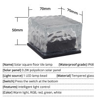 ร้อนโคมไฟพลังงานแสงอาทิตย์กลางแจ้ง LED กระเบื้องปูพื้นแสงแก้วฝังสวนกันฝนสนามหญ้าตกแต่ง IP65กันน้ำแสงอัลตร้าสดใส