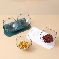 New Anti slip Double Cat Bowl Pet Water Food Feed Dog Bowl Pet Bowl Tilt Standing Cat Feeder Feed Bowl Kitten Supplies