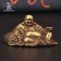 Antique Bronze Big Belly Laughing Maitreya Buddha Statue Desk Copper Ornament Crafts Brass Miniature Figurines Home Decorations