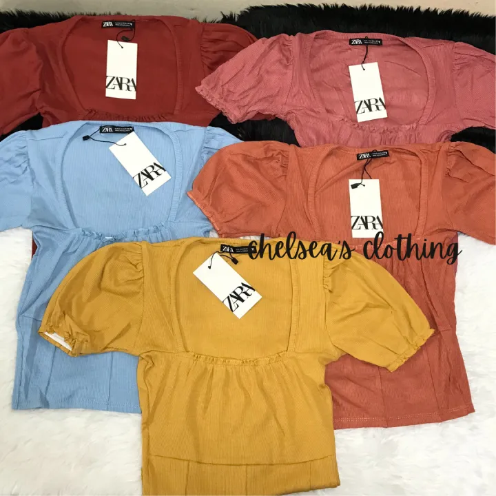Zara Bustier Puff Sleeves Crop Top Lazada PH