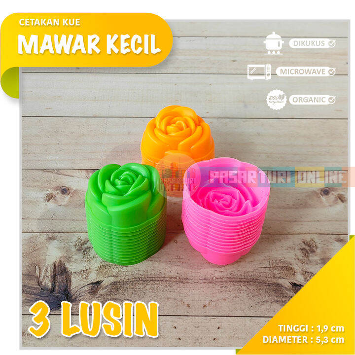 Paket Lusin Cetakan Kue Mawar Kecil Rege Plastik Puding Jelly