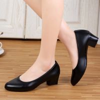 New Fashion Women Mid Heel Pumps 2023 New Women Shoes Classic Black Thick Heel High Heels Shoes For Work Ladies Shoes Size 35-40