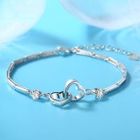 925 Sterling Silver Zircon Heart Shape Charm Bracelet&amp; Bangles For Women Party Jewelry Pulseira Feminina sl214