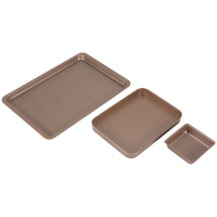 Baking Tray Set, Nonstick Cookie Pan Set Professional Baking Sheet, Bakeware Rectangular Cake Pan for Oven 3-Pieces