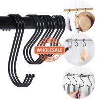 [Wholesale Price]Multifunction Stainless Steel Black S Shaped Hooks /Simple Bathroom Bedroom Kitchen Storage Holder / Home Practical Organizer Accessories