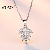 NEHZY 925 Sterling Silver Necklace Pendant Fashion Jewelry New Woman High Quality Leaf Crystal Zircon Necklace Length 45CM