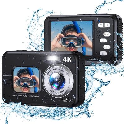 Digital Camera 4K Waterproof Digital Sport Camera 48MP Autofocus Underwater Camera Plastic for Children Student Beginners