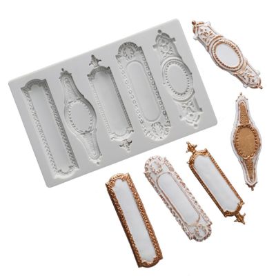 European Style Long Photo Frame Silicone Mold Kitchen Baking Decoration Tool Resin DIY Cake Chocolate Fondant Moulds Accessories