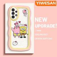 YIWESAN เคสปลอกสำหรับ Samsung Galaxy A04s A13 5G ลายสปันจ์บ็อบปลาดาวแพททริกขอบเป็นลอนกันกระแทกแบบใสนิ่มเคสมือถือโปร่งใสลายกล้องถ่ายรูปสร้างสรรค์เคสซิลิกาเจลฝาครอบป้องกัน