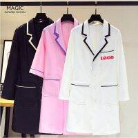 Fashion Long-sleeved experimental jacket Skin manager work clothes spa uniform scrub uniform white large size frosted clothes