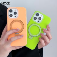 HOCE Fashion เคสโทรศัพท์ซิลิโคนเหลวสีทึบสำหรับ iPhone 15 14 13 12 Pro Max 15 Plus เคสกันกระแทกแบบนิ่มเคสแบบมีขาตั้งได้