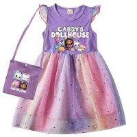 Gabbys Dollhouse Clothes Baby Girls Princess Dresses with Small Bag Kids Cartoon Cute Cats-tastic Wedding Party Vestidos 2-10Y  by Hs2023