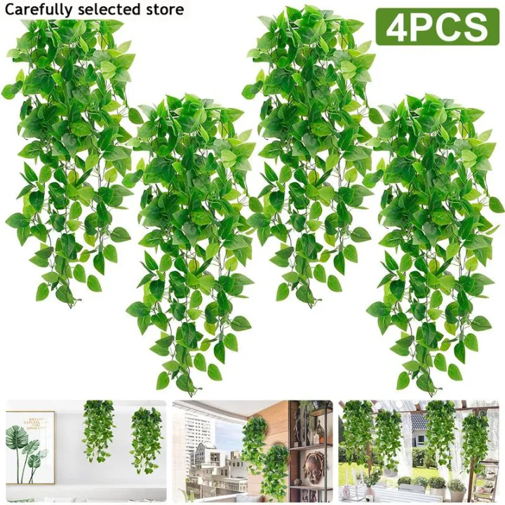 4Pcs Fake Hanging Plants Artificial Hanging Plants Faux Greenery Vine