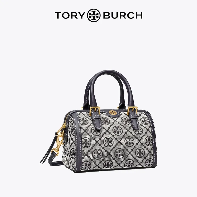 ORY BURCH FACTORY MONOGRAM JACQUARD BOSTON BAG (แอดไลน์ก่อนสั่งซื้อ)