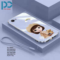 เคส TPU หมวกการ์ตูนสำหรับเด็กผู้หญิงสำหรับ OPPO A57 OPPO A59 A72 A74 A76 A83 A91 A92 A94 A96 A96 F1S F7โปรน่ารักสายคล้องแฟชั่นไฟฟ้าฝาครอบสี่เหลี่ยม