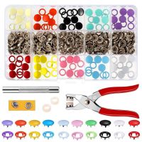 100 Sets 10 Color Snap Fasteners Kit Metal Hollow Solid Five Claw Buckle Set DIY Sewing Buttons Set for Clothing Sewing Crafting Sewing Machine Parts