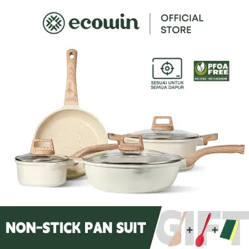 Ecowin Cookware Non stick Deep Frying Pan Includes Lid Large