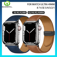 สายหนังหัวเข็มขัดแม่เหล็กพับได้สำหรับ Apple Watch,อุปกรณ์เสริม44Mm 49Mm 41/45Mm 40Mm สำหรับ I Watch 8 SE 7 6 5 4 3/2/1 38Mm 42Mm