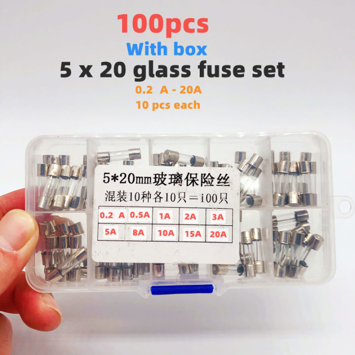 100-pcs-fast-blow-glass-fuse-box-kit-5x20-250v-สำหรับวงจรป้องกันกระแสไฟ-5-20-มม-0-2-0-5-1-2-3-4-5-6-7-8-10-15-20-25-30a-tutue-store