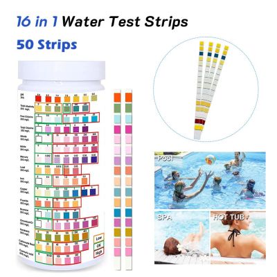 100 Strips 16 In 1 Drinking Water Test Kit Water Test Strips for Hardness PH Fluoride Lead Nitrate Home Water Quality Test Kit Inspection Tools