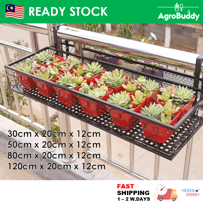 AgroBuddy Single Layer Rectangular Balcony Iron Flower Hanging Rack