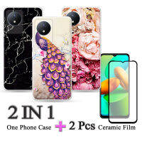 2 IN 1เคส Y02T เนื้อนิ่ม VIVO พร้อมฟิล์มป้องกันหน้าจอแบบโค้ง