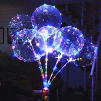 hotx【DT】 Handle Led Transparent Helium Ballons Wedding Birthday Decorations Kid