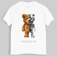 Streetwear New Funny Teddy Bear Robot Tshirt Robotic Bear Shirt Casual Clothes Men Fashion Clothing Modal Unique Tee Top XS-6XL