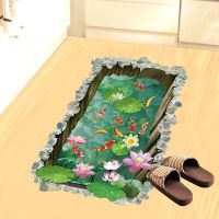 【cw】 Fashion Pond Floor Stickers Flowers Bedroom Wall Sticker Landscape for Kids Room