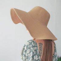 Wide Brim Beach Sun Hat For Women Large Straw Hat Vacation UV Protection Foldable Sun Shade Cap All-match Wholesale Dropshipping