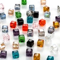 7.5mm square beads Crystal Glass Beads Accessories For Jewelry Making Square Shape Crystal Cube Glass Beads. 30 pcs/lot