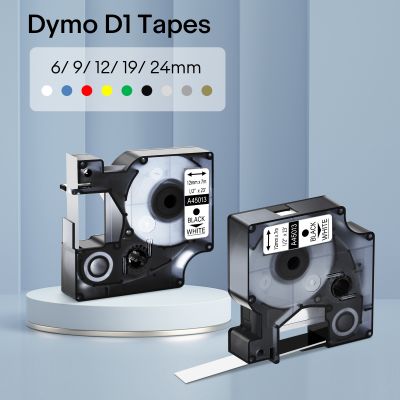 ✈❏ 6/9/12/19/24mm Label Tape Black on White Compatible for Dymo D1 45013 45803 Ribbon for Dymo Label Manager 100 150 200 Printer