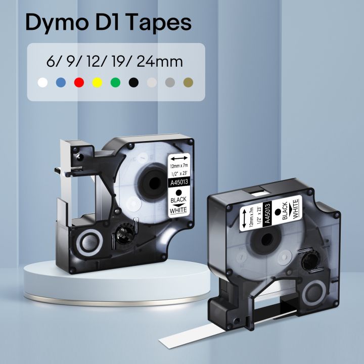 6-9-12-19-24mm-label-tape-black-on-white-compatible-for-dymo-d1-45013-45803-ribbon-for-dymo-label-manager-100-150-200-printer