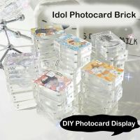 HIOASNEIOD Ic เครื่องเขียนอะคริลิคการ์ดยืนโรงเรียนของเล่น DIY กรอบรูปกระเป๋ารูปบัตรจอแสดงภาพอิฐโฟโต้การ์ดรูปไอดอล