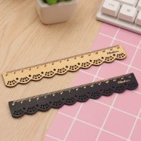 1 pcs Korean stationery fresh sweet Retro Lace engraving wood color designer fashion cute school supplies draw curve ruler