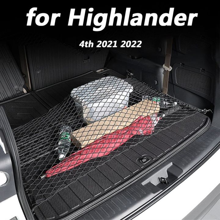 4th-โตโยต้าไฮแลนเดอร์2021-2022ตกแต่งภายในรถอุปกรณ์เสริมท้ายรถกระเป๋าตาข่ายเก็บของ