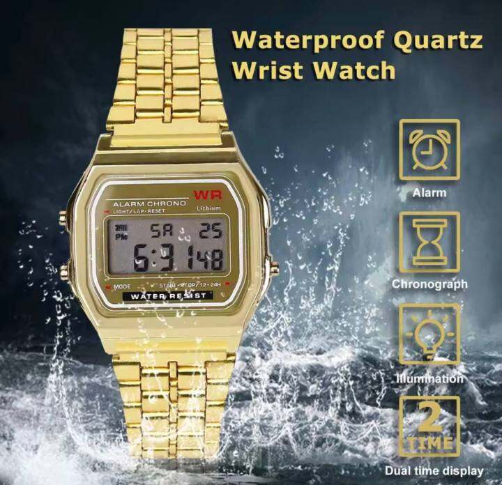 Casio F91W GOLD Stainless Steel Unisex Watch Water Resistant Non Fade Wristwatch for Men and