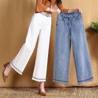 COD SDFSDRGBWWW The Jeans Female Spring and Autumn2018New Korean Style Slim High Waist Summer Loose White Wide Leg Capri Straight Pants