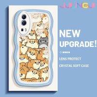 Jjlingji เคสสำหรับ VIVO Y72 5G Y52 5G Y75s 5G เคสการ์ตูนสุนัขน่ารักลายคลื่นนุ่มแบบดั้งเดิมขอบซิลิโคนน้ำเคสโทรศัพท์คลุมทั้งหมดตัวปกป้องกล้องถ่ายรูปเลนส์เคสฝาหลังเคสนิ่ม