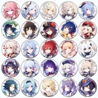 【DT】hot！ 58mm Genshin Tinplate Soft Pin Brooch Round Anime Badge Game Metal for Friend Fans Kids Jewelry Accessories